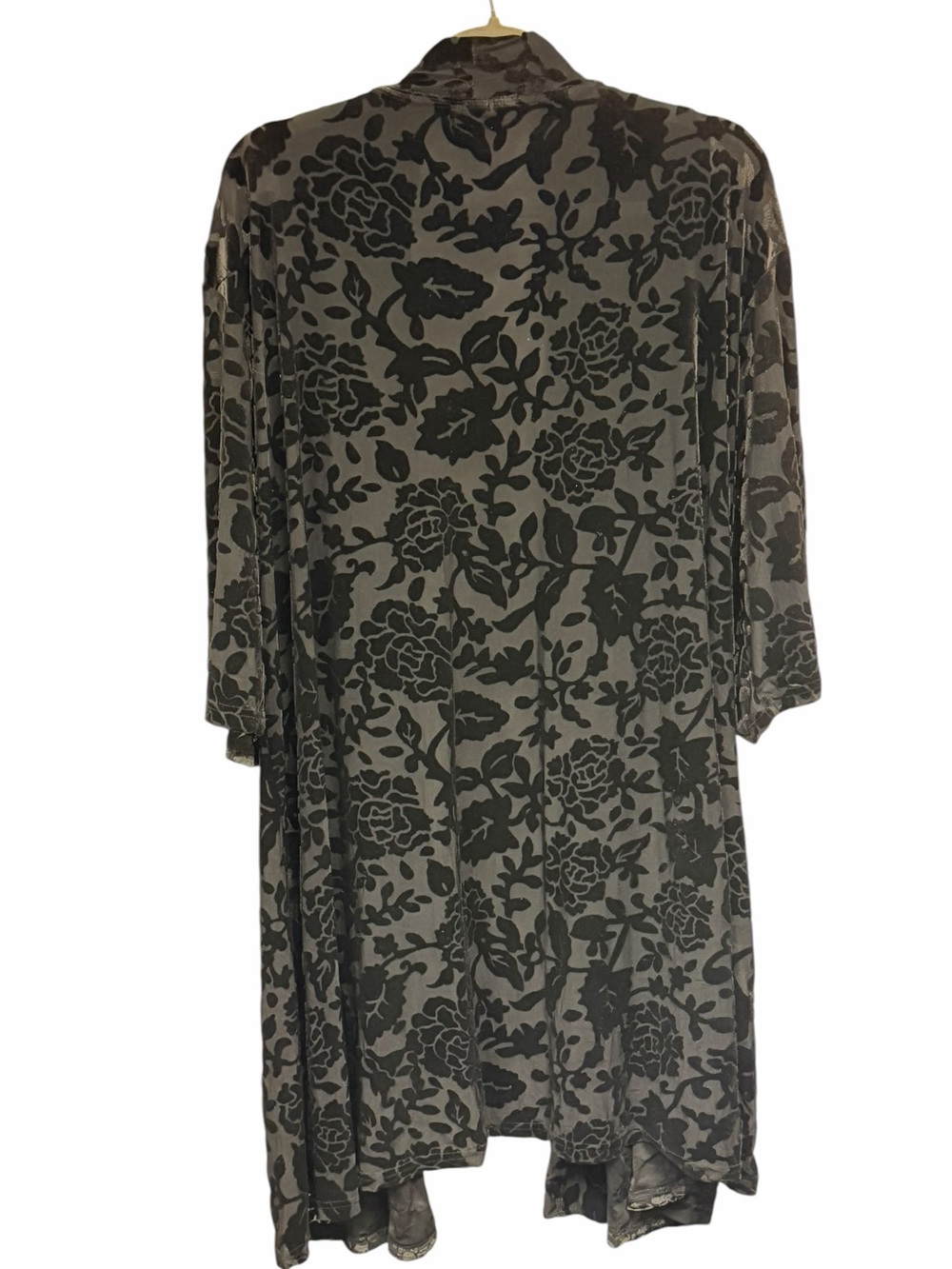 ModCloth Black Burnout Velvet Floral Kimono Duster Goth Whimsigoth Luxe 1X/2X - Picture 5 of 10